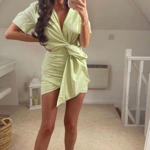 Zara dress used, green, size M, zipper needs replacement
