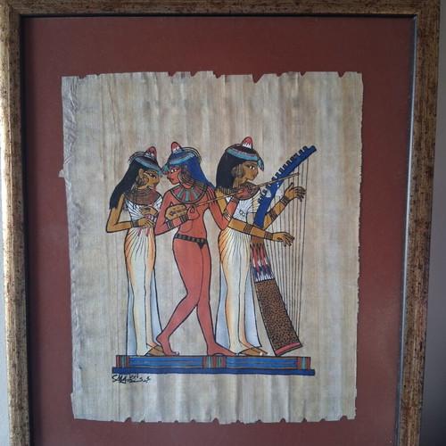 Papyrus with frame The Musicians of Amun like new