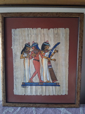 Papyrus with frame The Musicians of Amun like new