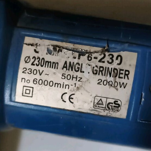 Angle grinder used, 230V 50 HZ, professional and home use