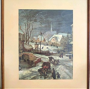 Πίνακας με θέμα  χιονισμένο χωριό Μεσαίωνας