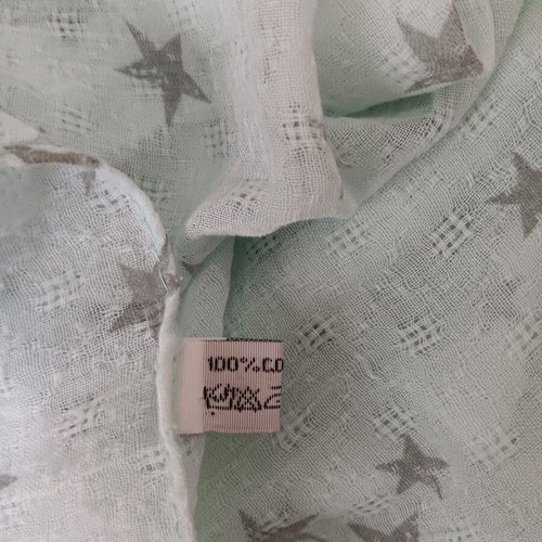 Women’s scarf used, 100% cotton, turquoise with stars