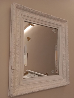 Wooden mirror used, painted white