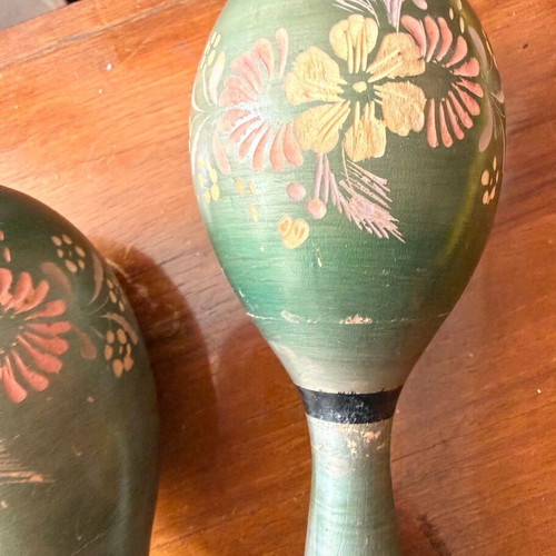 Maracas handmade vintage used, wood, 20cm
