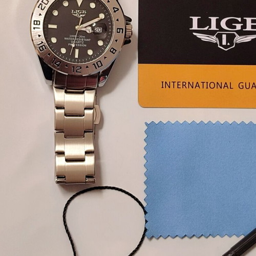 LIGE Quartz Stainless Steel Men's Watch new, full set