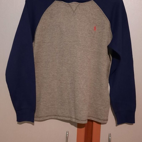 Polo Ralph Lauren pique shirt with hood like new, gray and blue
