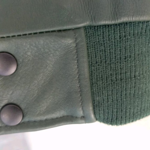 Union Mills Leather Bomber Jacket new beige green