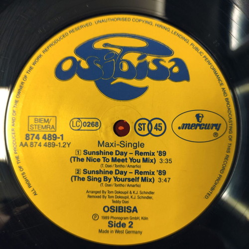 Osibisa Sunshine Day Remix '89 12" vinyl maxi single used, reggae