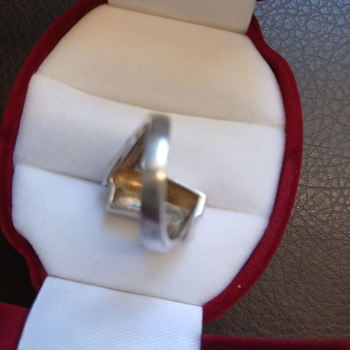 Silver 925 and 14K gold ring like new, minimal design