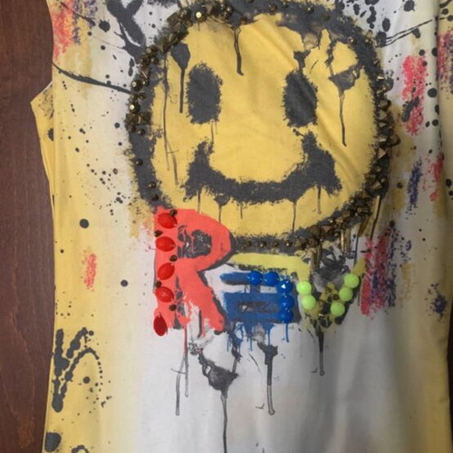 Dress with emoji design like new, size M, white and yellow