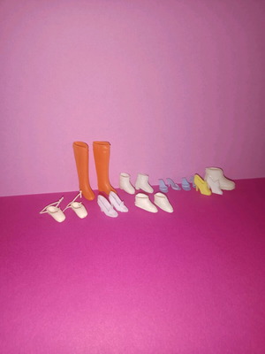 Vintage doll shoes used with defects