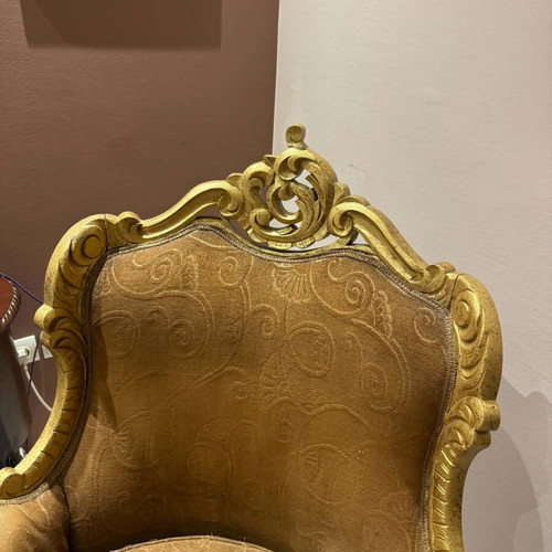 Luxury classic armchair with gold carvings used