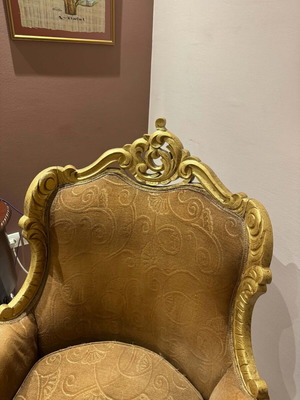Luxury classic armchair with gold carvings used