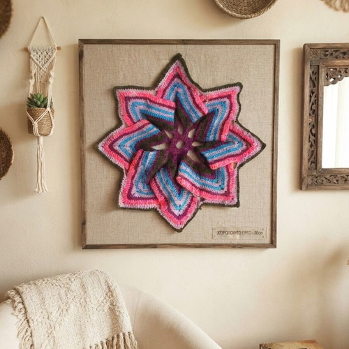 Handmade Boho Wool Mandala Sunset Decorative Crochet 50 cm