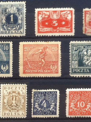 Polish stamps used, set of 11 from 1919 to 1922