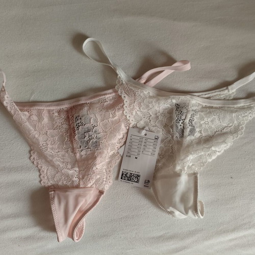 Low Rise Thong 2 Pack size M H&M new, white and pink