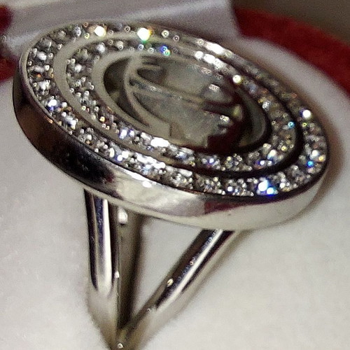 JUST CAVALLI SILVER RING WITH SWAROVSKI STONES - RARE PIECE