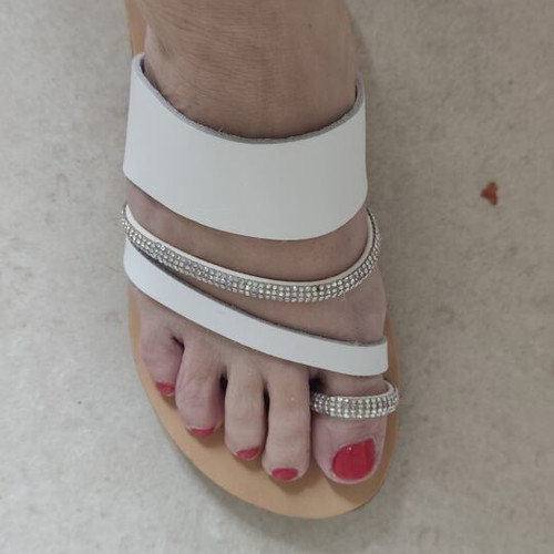 White women's sandals with silver details new, size 35