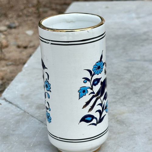 Handmade ceramic vase Manousakis Rhodes used with deer motif