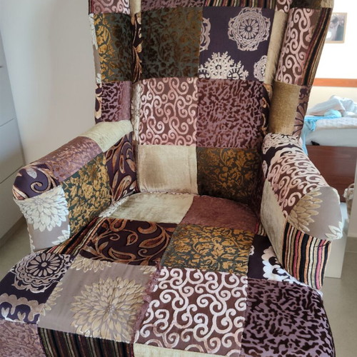 Armchair with velvet patches like new