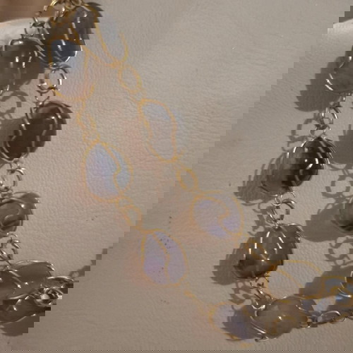 Vintage Artisan Necklace with Amethyst and Agate Stones, New