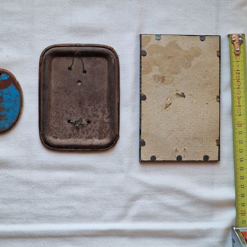 Religious icons used, set of three vintage metal framed