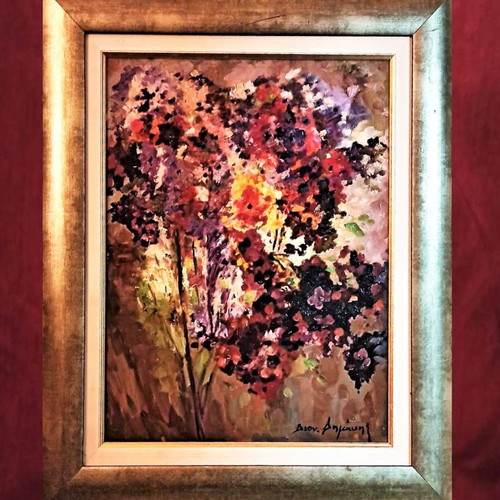 Dion. Dimakis Bouquet on canvas with frame new