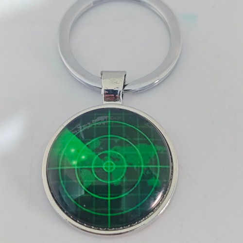 Metal keychain like new with green radar screen design