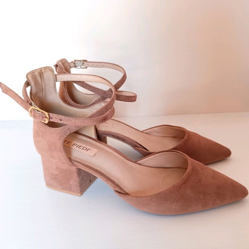 Arte Piedi suede pink pointed pumps with low block heel size 36 like new