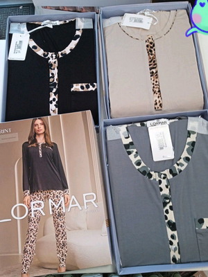 Lormar γυναικείες πιτζάμες με μακριά μανίκια και παντελόνια, σετ 3