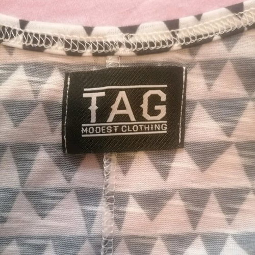 Tag Modest Clothing long black and white geometric dress used
