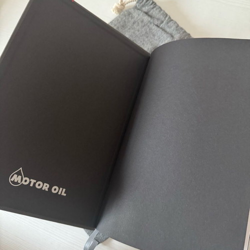 Motor Oil notebook new, 17.5x25 cm with case