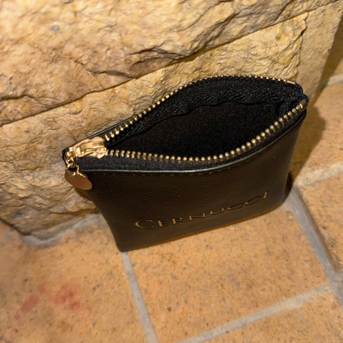 Cernucci black-gold mini pouch wallet new with zipper