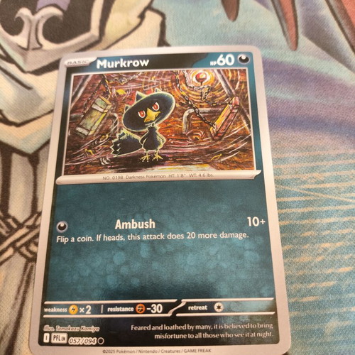 Murkrow Reverse Holo Pokemon Card like new, Phantasmal Flames