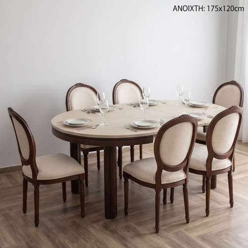 Rotonda Round Extendable Dining Table used, 6-8 seats, neoclassical design