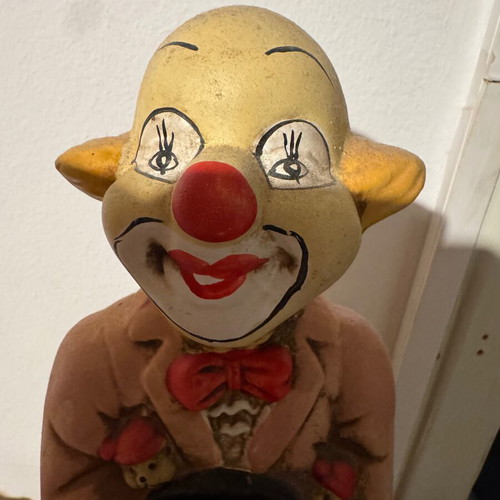 Retro ceramic clown coin bank used