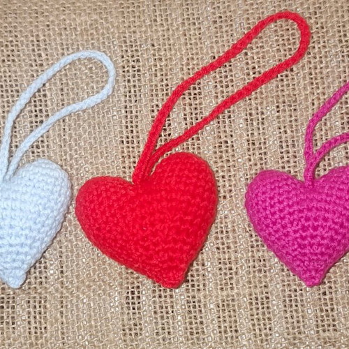 Heart keychain like new handmade crochet