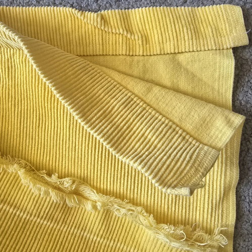 Yellow corduroy fabric used, 2.63 x 1.50 meters