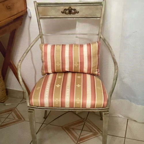 Metal chair retro with back cushion like new