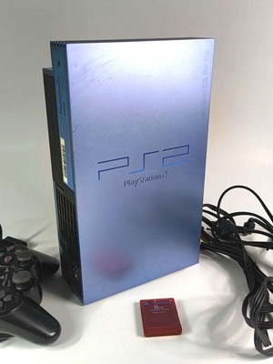 Sony PlayStation 2 Aqua Blue SCPH-50004 PAL console used, collectible edition