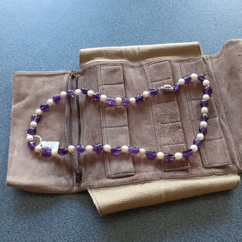 Amethyst necklace with pearls new