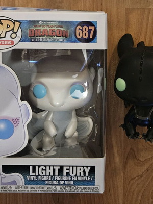 Funko Pop! used bundle of 2 How to Train Your Dragon Light Fury #687 and Toothless #100