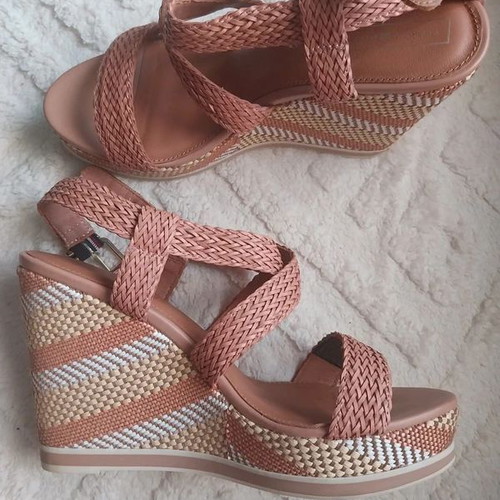 Tommy Hilfiger Raffia Wedge Nude Women's High Heeled Sandals Size 41 New