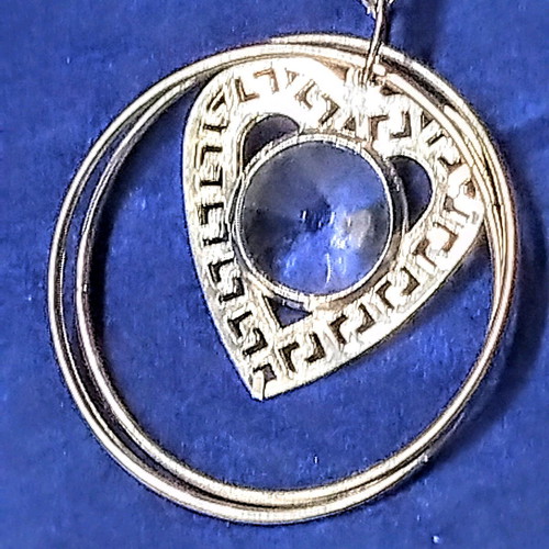 Heart pendant with crystal like new, silver steel