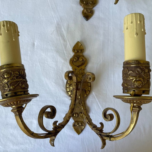 Antique wall lights used, set of 2