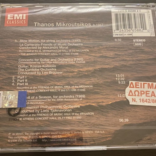 Thanos Mikroutsikos Slow Motion Concerto For Guitar And Orchestra The Hell Of A Season CD new