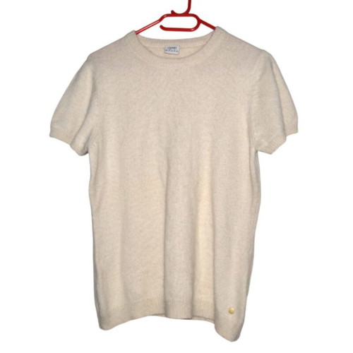 Esprit wool knit short-sleeve sweater for women like new, cream