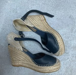 Espadrilles leather platform sandals, blue, size 37