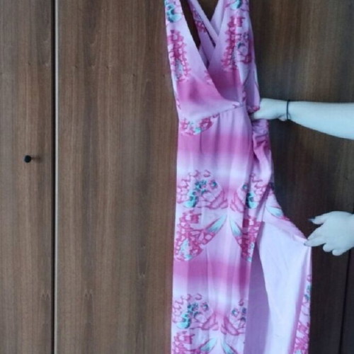 Women's summer floral dress long like new, multicolored