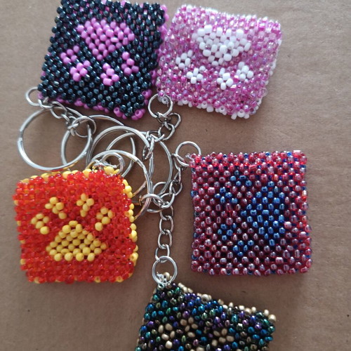 Handmade beaded keychain new, multicolor